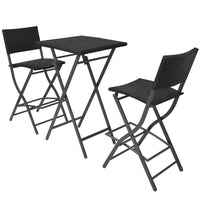Thumbnail for 3-tlg. Bistro-Set Klappbar Stahl Poly Rattan Schwarz