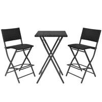 Thumbnail for 3-tlg. Bistro-Set Klappbar Stahl Poly Rattan Schwarz