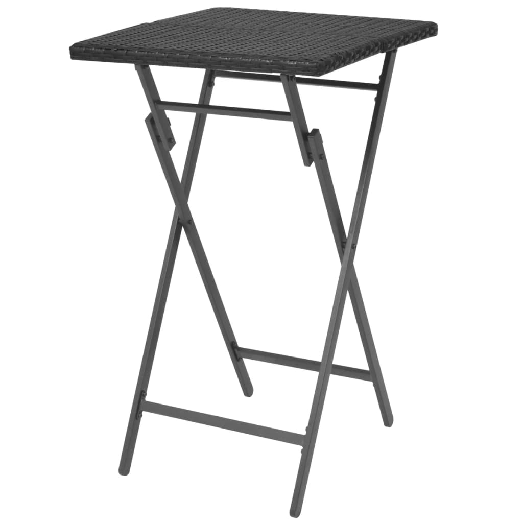 3-tlg. Bistro-Set Klappbar Stahl Poly Rattan Schwarz