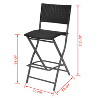 Thumbnail for 3-tlg. Bistro-Set Klappbar Stahl Poly Rattan Schwarz