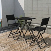 Thumbnail for 3-tlg. Bistro-Set Klappbar Stahl Poly Rattan Schwarz