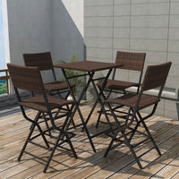 Thumbnail for 5-tlg. Garten-Essgruppe Klappbar Stahl Poly Rattan Braun