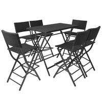Thumbnail for 7-tlg. Garten-Essgruppe Klappbar Stahl Poly Rattan Schwarz