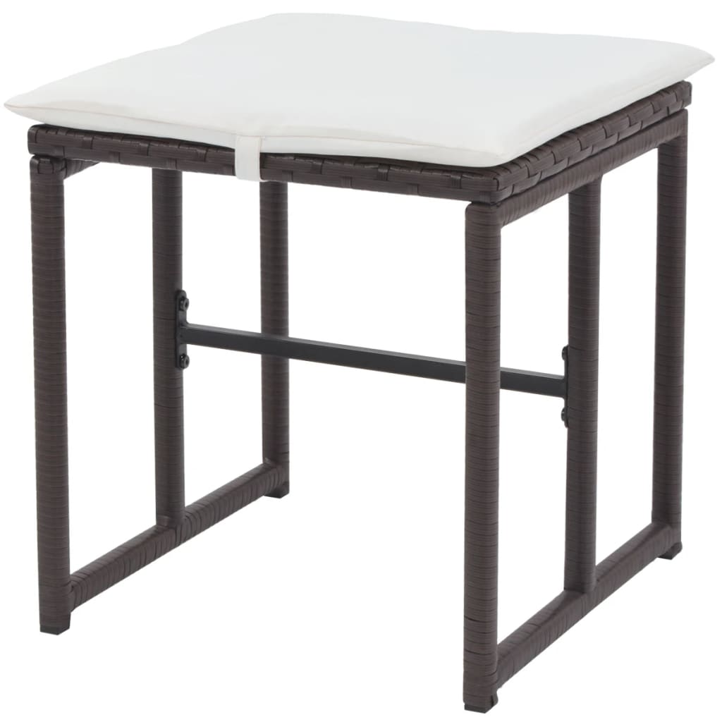 5-tlg. Garten-Essgruppe Stahl Poly Rattan Braun