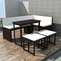 Thumbnail for 5-tlg. Garten-Essgruppe Stahl Poly Rattan Braun