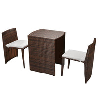 Thumbnail for 3-tlg. Bistro-Set mit Auflagen Poly Rattan Braun