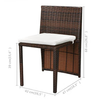 Thumbnail for 3-tlg. Bistro-Set mit Auflagen Poly Rattan Braun
