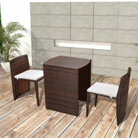 Thumbnail for 3-tlg. Bistro-Set mit Auflagen Poly Rattan Braun