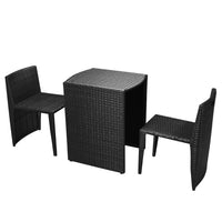 Thumbnail for 3-tlg. Bistro-Set mit Auflagen Poly Rattan Schwarz