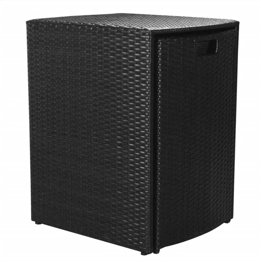 3-tlg. Bistro-Set mit Auflagen Poly Rattan Schwarz