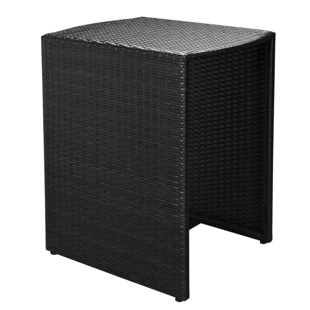 3-tlg. Bistro-Set mit Auflagen Poly Rattan Schwarz