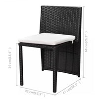 Thumbnail for 3-tlg. Bistro-Set mit Auflagen Poly Rattan Schwarz