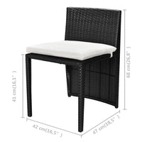 Thumbnail for 3-tlg. Bistro-Set mit Auflagen Poly Rattan Schwarz