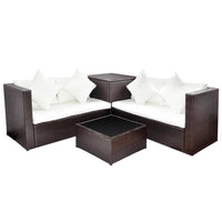 Thumbnail for 4-tlg. Garten-Lounge-Set mit Auflagen Poly Rattan Braun