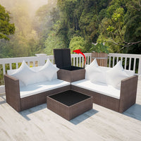 Thumbnail for 4-tlg. Garten-Lounge-Set mit Auflagen Poly Rattan Braun