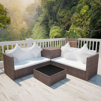Thumbnail for 4-tlg. Garten-Lounge-Set mit Auflagen Poly Rattan Braun