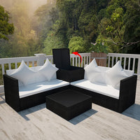Thumbnail for 4-tlg. Garten-Lounge-Set mit Auflagen Poly Rattan Schwarz