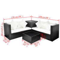 Thumbnail for 4-tlg. Garten-Lounge-Set mit Auflagen Poly Rattan Schwarz