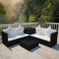 Thumbnail for 4-tlg. Garten-Lounge-Set mit Auflagen Poly Rattan Schwarz