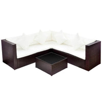 Thumbnail for 4-tlg. Garten-Lounge-Set mit Auflagen Poly Rattan Braun