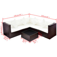 Thumbnail for 4-tlg. Garten-Lounge-Set mit Auflagen Poly Rattan Braun