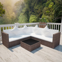 Thumbnail for 4-tlg. Garten-Lounge-Set mit Auflagen Poly Rattan Braun