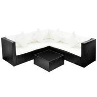 Thumbnail for 4-tlg. Garten-Lounge-Set mit Auflagen Poly Rattan Schwarz