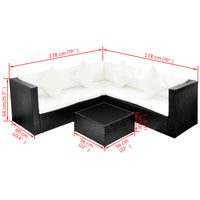 Thumbnail for 4-tlg. Garten-Lounge-Set mit Auflagen Poly Rattan Schwarz