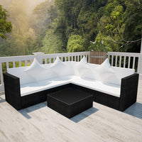 Thumbnail for 4-tlg. Garten-Lounge-Set mit Auflagen Poly Rattan Schwarz
