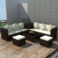 Thumbnail for 8-tlg. Garten-Lounge-Set mit Auflagen Poly Rattan Braun