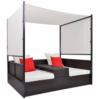 Thumbnail for Gartenbett mit Baldachin Braun 190×130 cm Poly Rattan