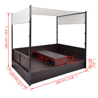 Thumbnail for Gartenbett mit Baldachin Braun 190×130 cm Poly Rattan