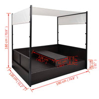 Thumbnail for Gartenbett mit Baldachin Schwarz 190×130 cm Poly Rattan