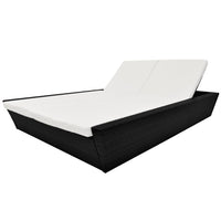 Thumbnail for Outdoor-Lounge-Bett mit Polster Poly Rattan Schwarz