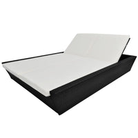 Thumbnail for Outdoor-Lounge-Bett mit Polster Poly Rattan Schwarz