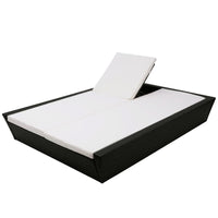 Thumbnail for Outdoor-Lounge-Bett mit Polster Poly Rattan Schwarz