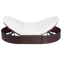 Thumbnail for Outdoor-Lounge-Bett mit Polster Poly Rattan Braun