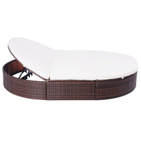 Thumbnail for Outdoor-Lounge-Bett mit Polster Poly Rattan Braun