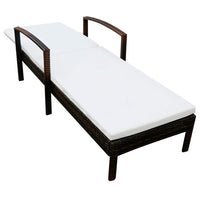 Thumbnail for Sonnenliege mit Auflage Poly Rattan Braun