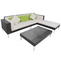 Thumbnail for 4-tlg. Garten-Lounge-Set mit Auflagen Poly Rattan Schwarz