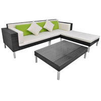 Thumbnail for 4-tlg. Garten-Lounge-Set mit Auflagen Poly Rattan Schwarz