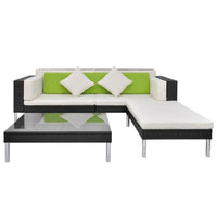 Thumbnail for 4-tlg. Garten-Lounge-Set mit Auflagen Poly Rattan Schwarz