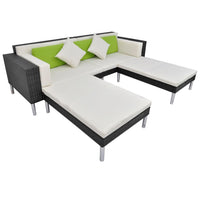 Thumbnail for 4-tlg. Garten-Lounge-Set mit Auflagen Poly Rattan Schwarz