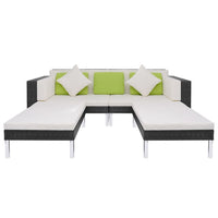 Thumbnail for 4-tlg. Garten-Lounge-Set mit Auflagen Poly Rattan Schwarz