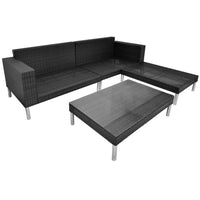 Thumbnail for 4-tlg. Garten-Lounge-Set mit Auflagen Poly Rattan Schwarz