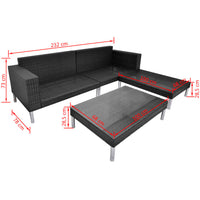 Thumbnail for 4-tlg. Garten-Lounge-Set mit Auflagen Poly Rattan Schwarz