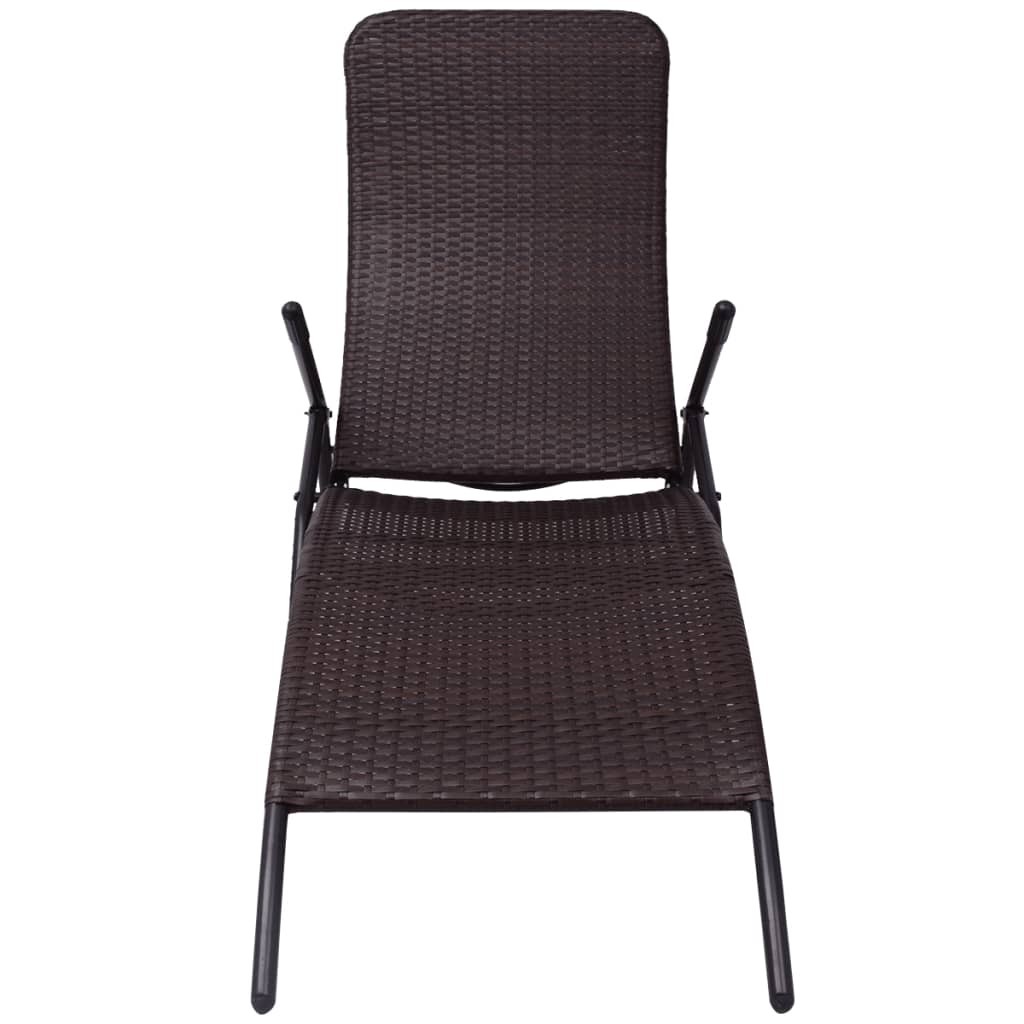 Sonnenliege Klappbar Poly Rattan Braun