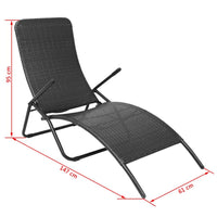 Thumbnail for Sonnenliege Klappbar Poly Rattan Schwarz