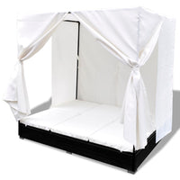 Thumbnail for Outdoor-Loungebett mit Vorhang Poly Rattan Schwarz