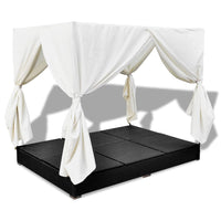 Thumbnail for Outdoor-Loungebett mit Vorhang Poly Rattan Schwarz